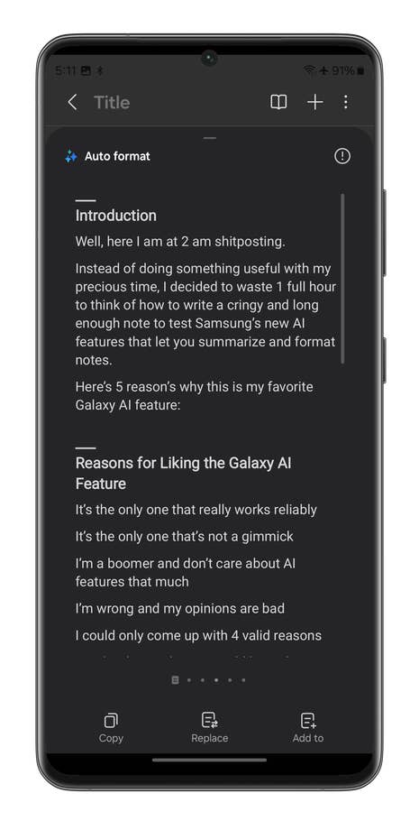 Captures du0027écran de lu0027application Samsung Notes du Galaxy S24 Ultra