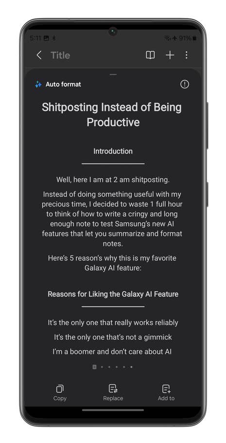 Captures du0027écran de lu0027application Samsung Notes du Galaxy S24 Ultra
