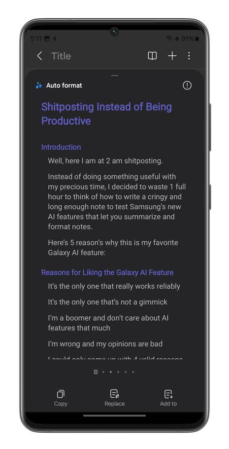 Captures du0027écran de lu0027application Samsung Notes du Galaxy S24 Ultra