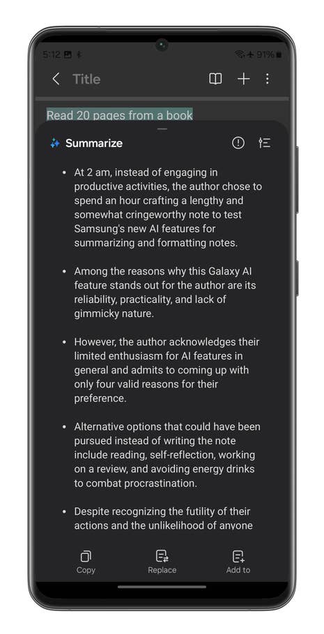 Captures du0027écran de lu0027application Samsung Notes du Galaxy S24 Ultra
