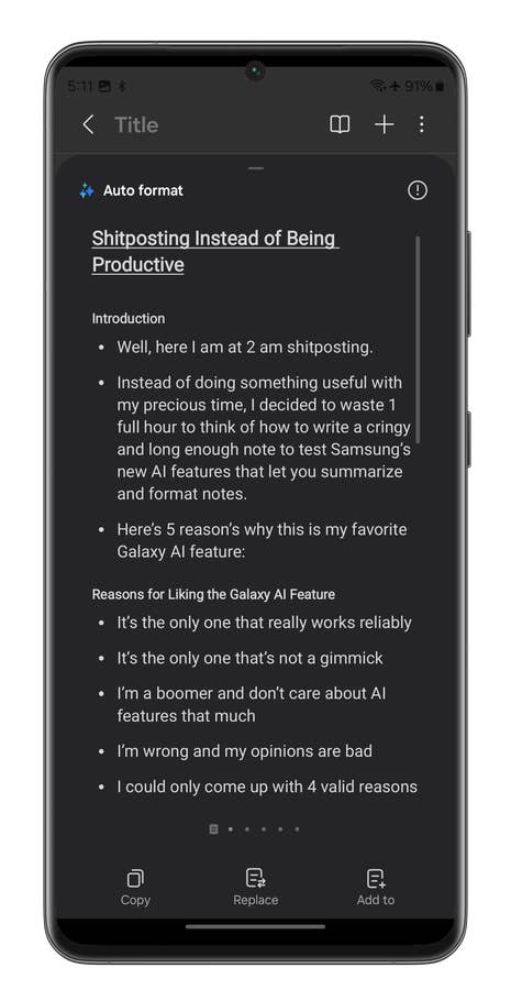 Captures du0027écran de lu0027application Samsung Notes du Galaxy S24 Ultra