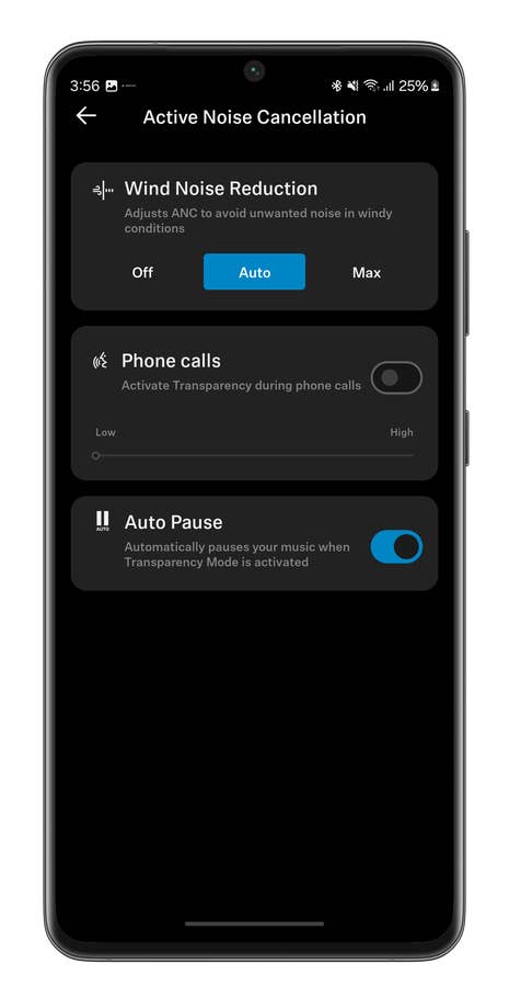 Capture du0027écran de lu0027application Smart Control du casque sans fil Sennheiser Accentum Plus Wireless