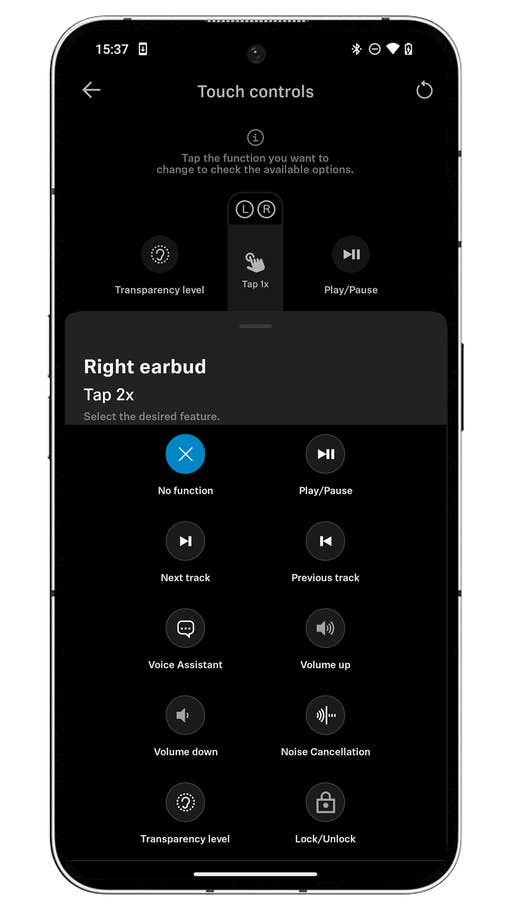 Capture du0027écran de lu0027application Smart Control des écouteurs Sennheiser Momentum True Wireless 4