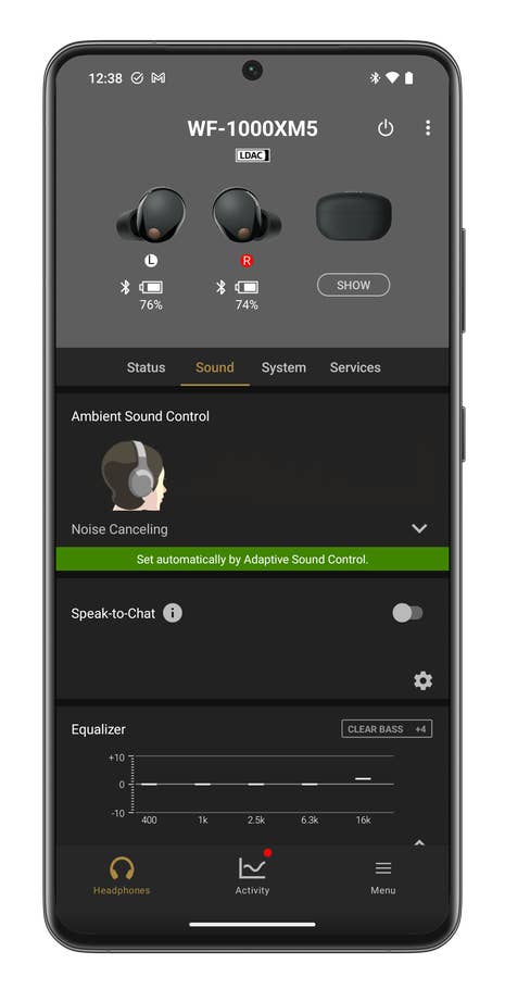 Capture du0027écran de lu0027application Sony Headphones connect