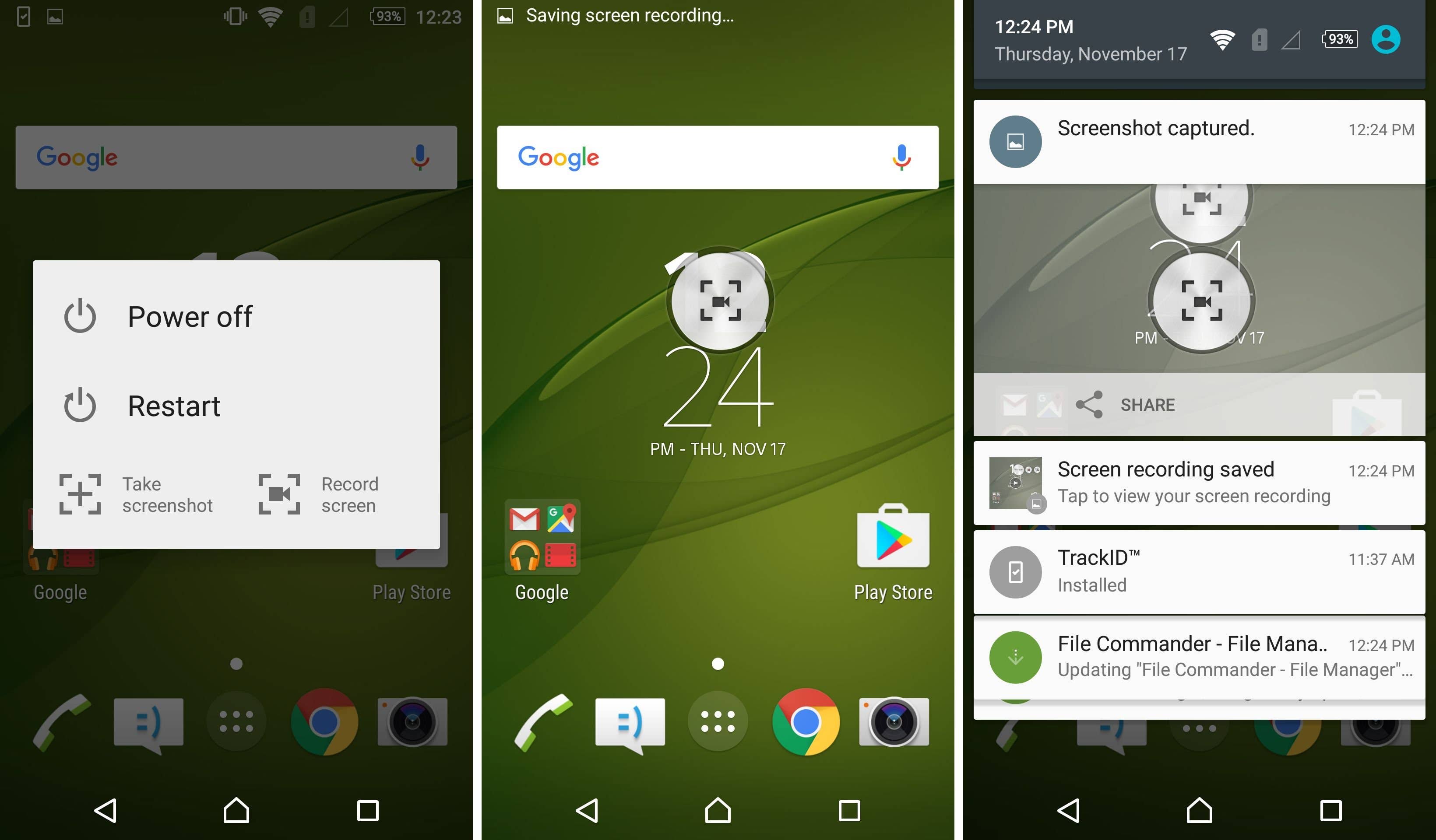 sony xperia screen recording