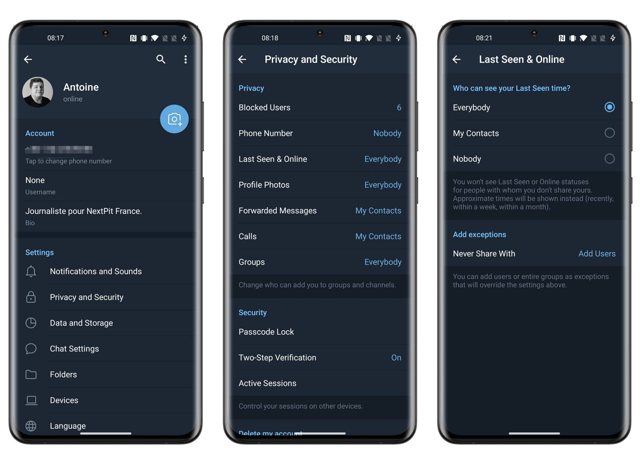 telegram privacy how to hide last seen online