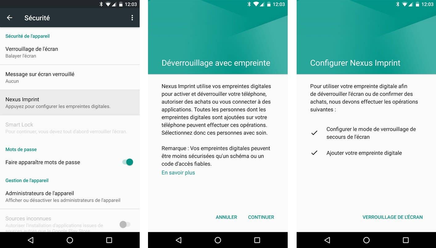 test complet google nexus 5x lecteur scanner capteur empreintes digitales fonction android 6 0 marshmallow demonstration image 00