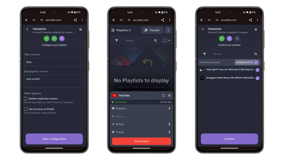 Trois écrans de smartphone affichant l