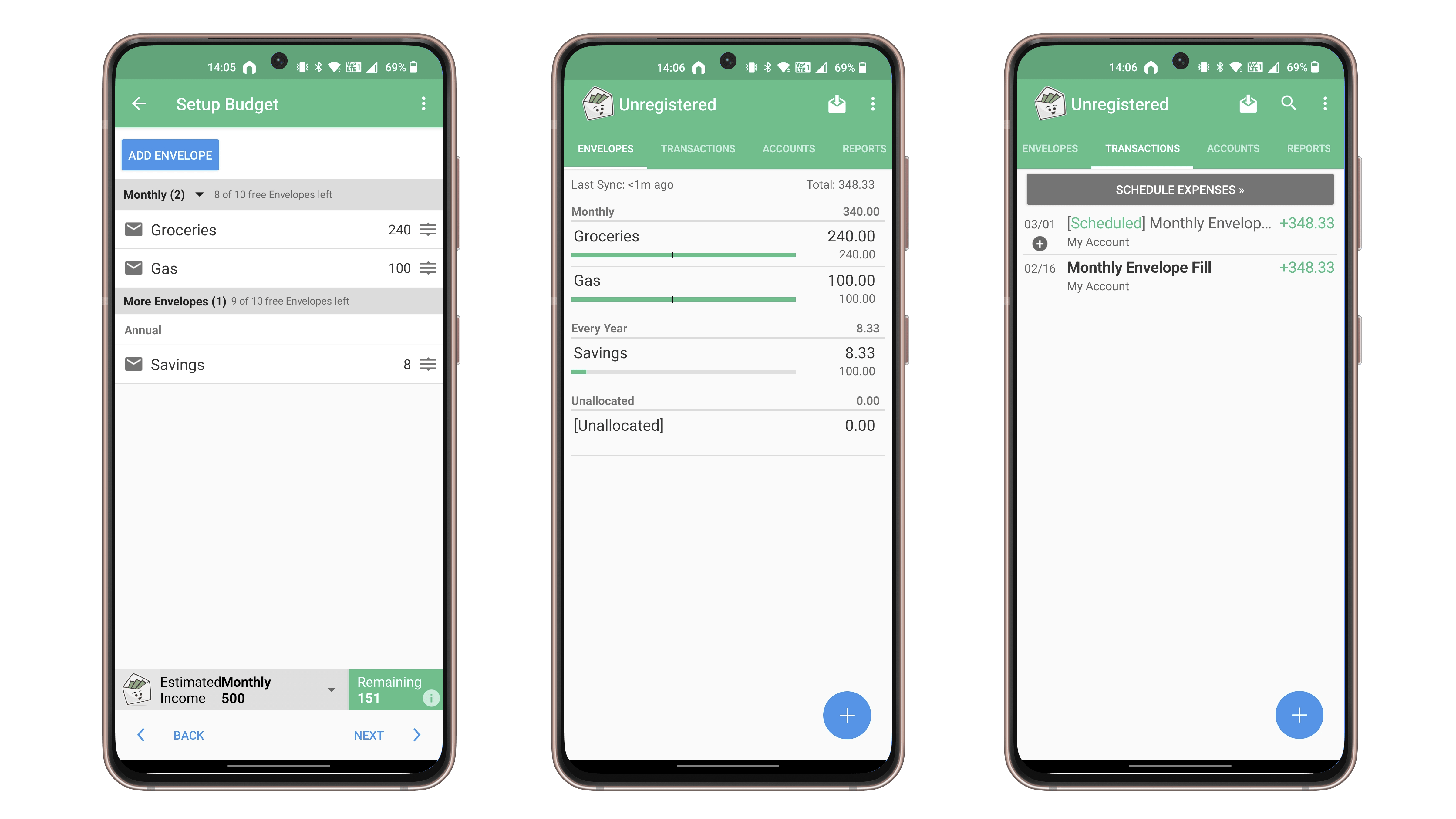 Captures d'écran de l'application Goodbudget