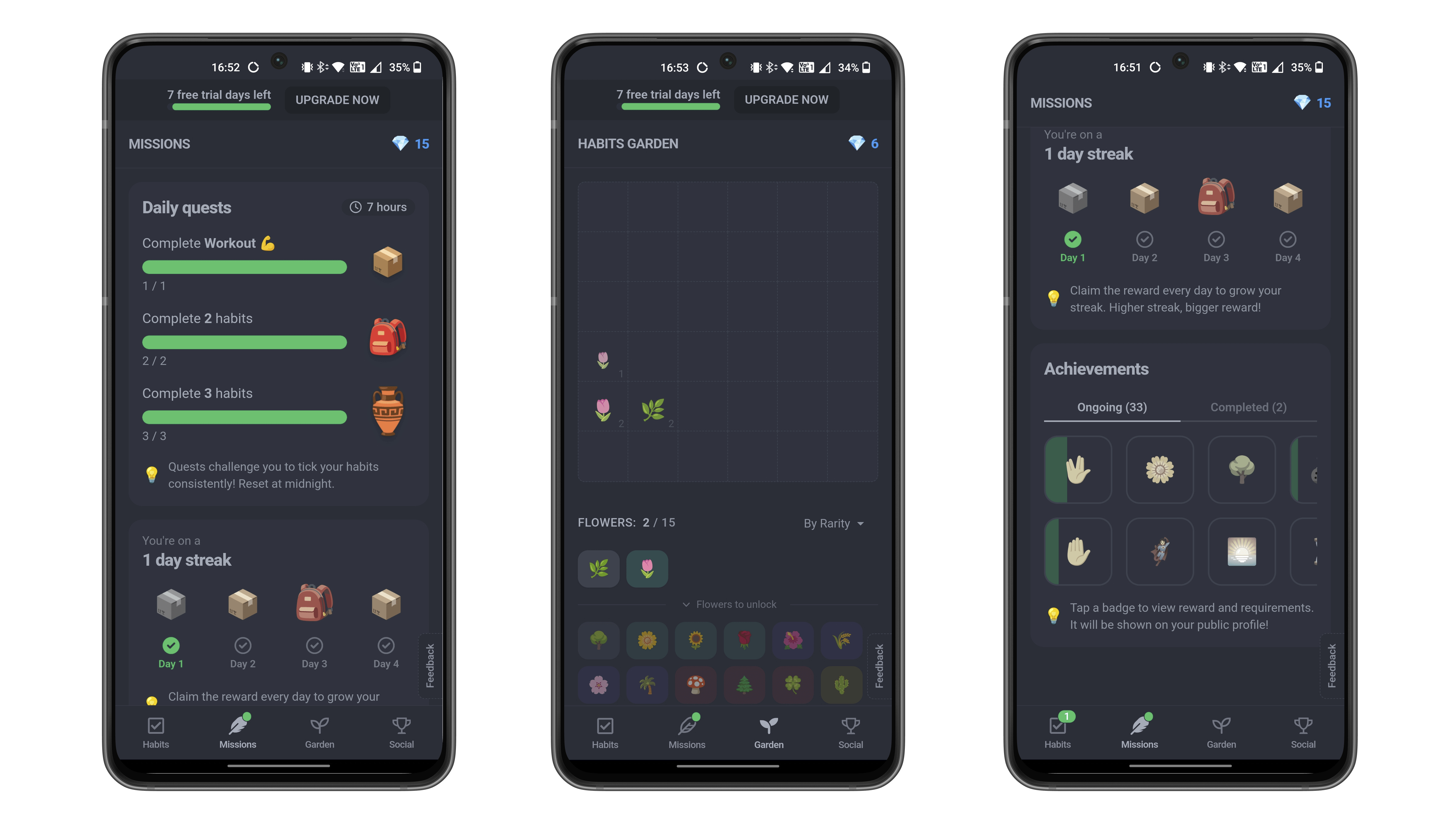 Captures d'écran de l'application Habits Garden