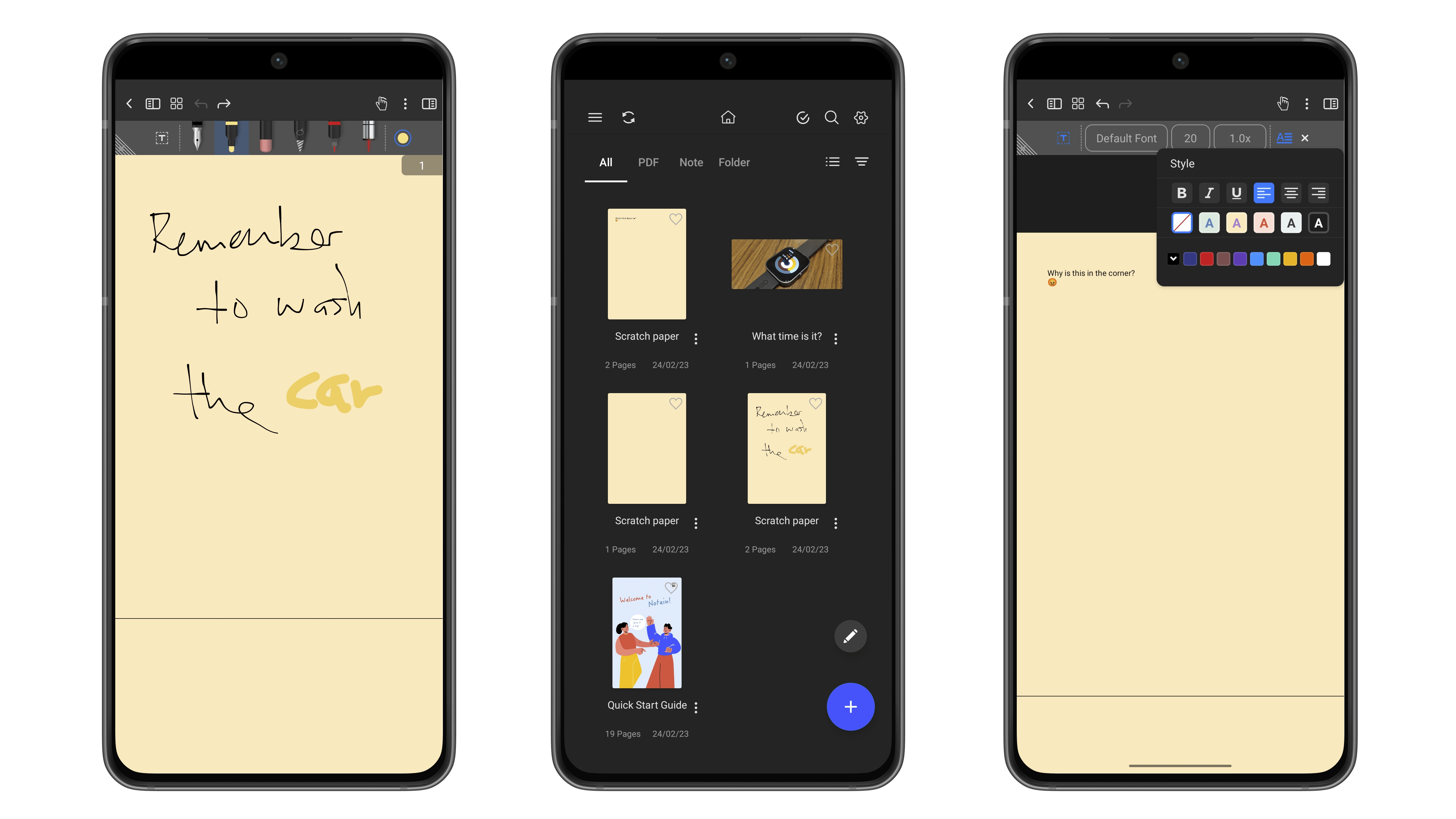 Captures d'écran de l'application Notein