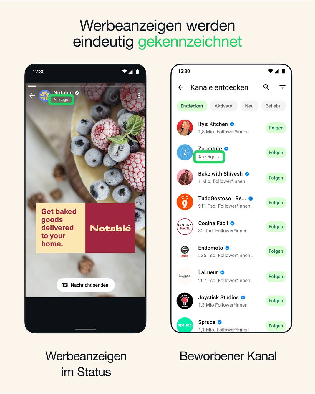 WhatsApp zeigt dir im Status und den Kanälen Werbung an