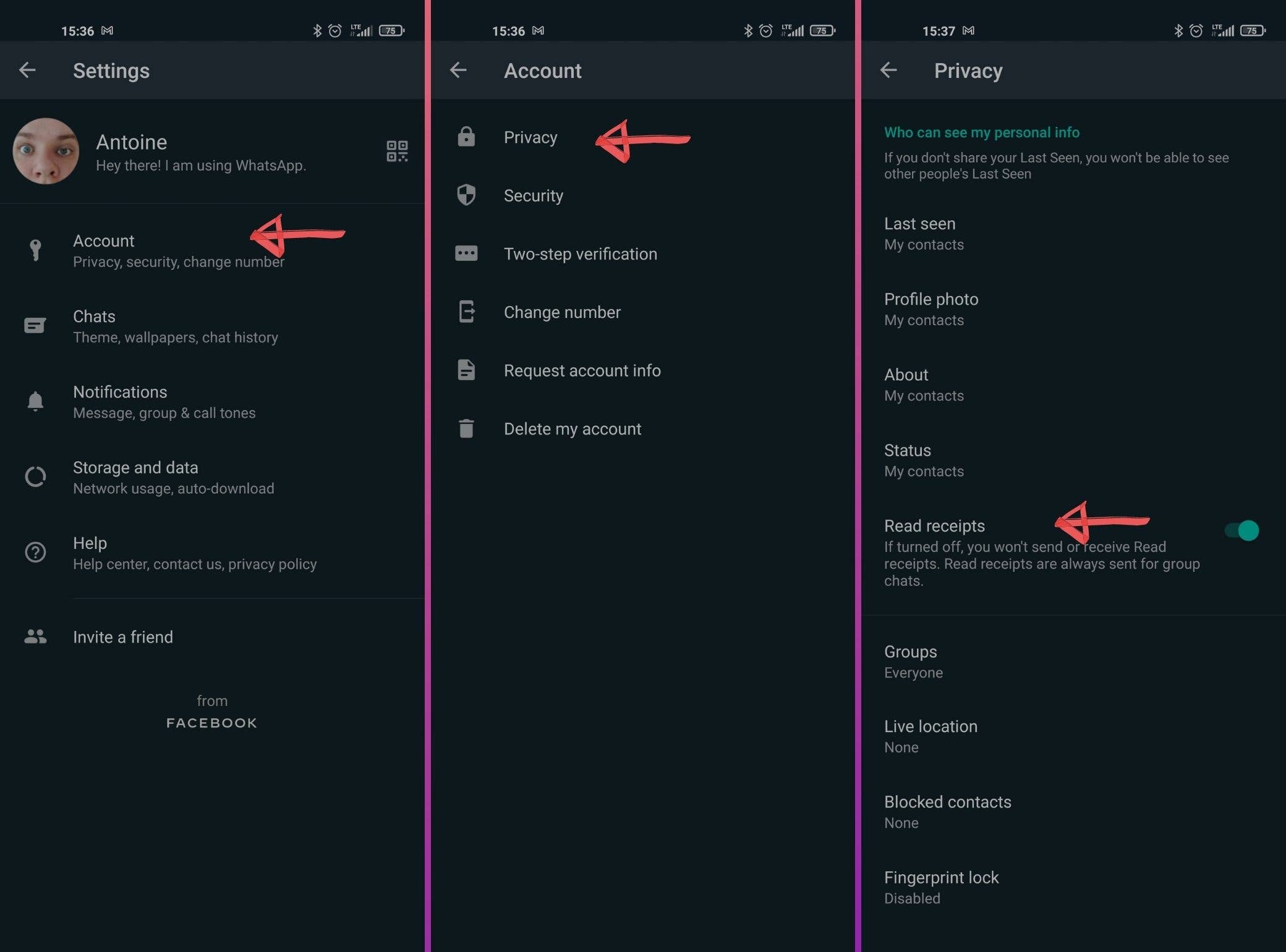 whatsapp blue checks deactivate