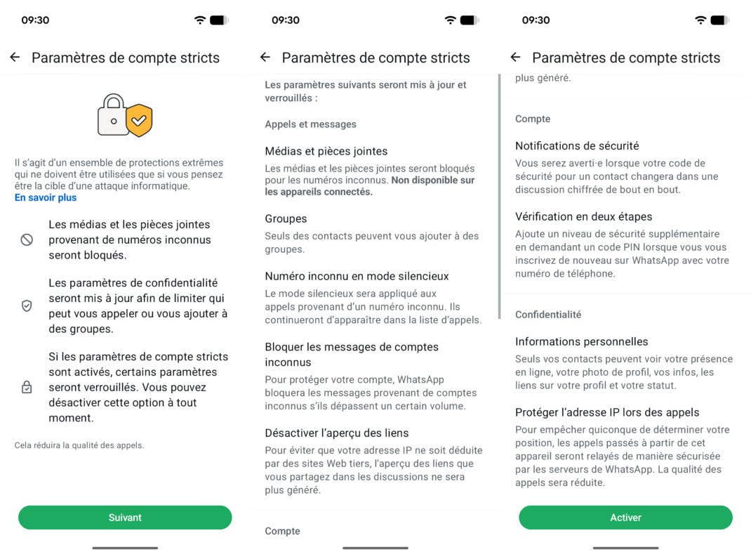 Les nouveaux "paramètres de compte stricts" dans WhatsApp