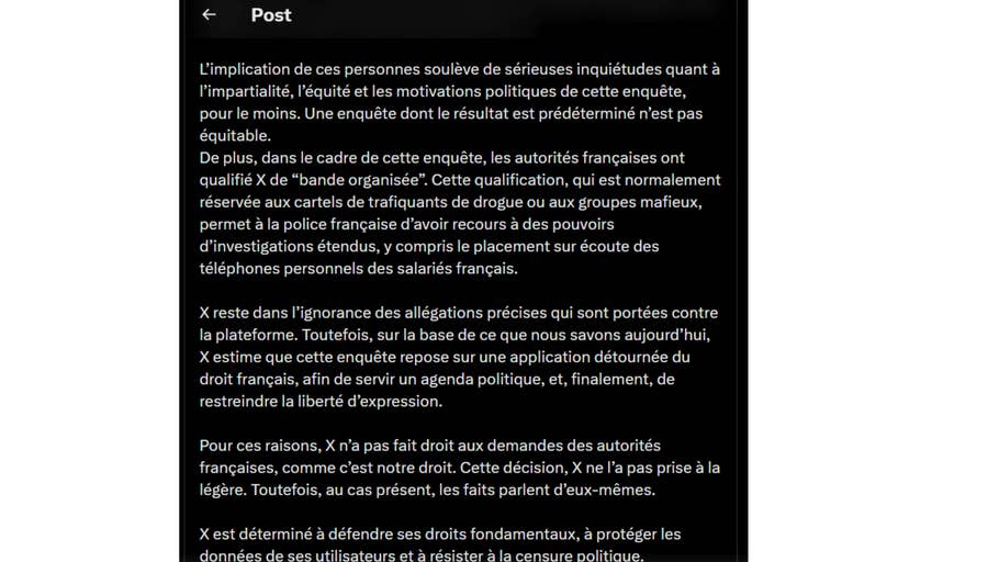 Texte discutant des préoccupations concernant lu0027impartialité de la police et la liberté du0027expression liée à une enquête.