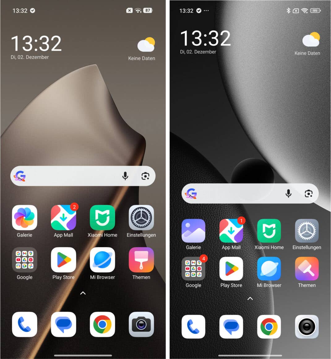 Neue Icons in HyperOS 3 (links)
