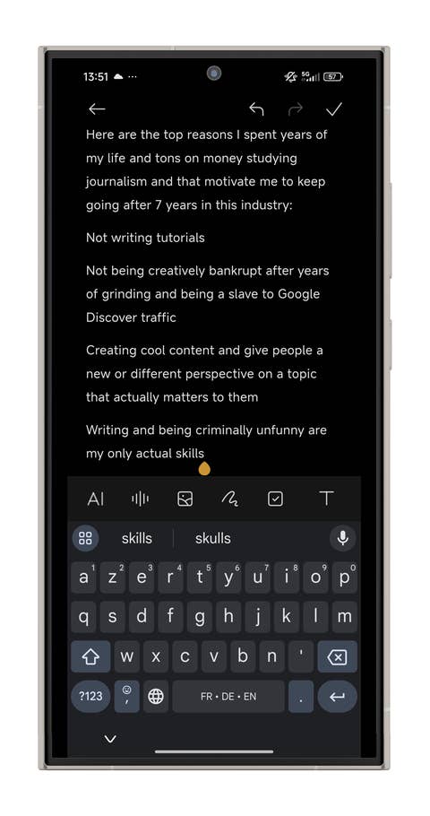 Une capture du0027écran prise sur un smartphone Xiaomi montrant la fonctionnalité AI Notes de HyperOS.