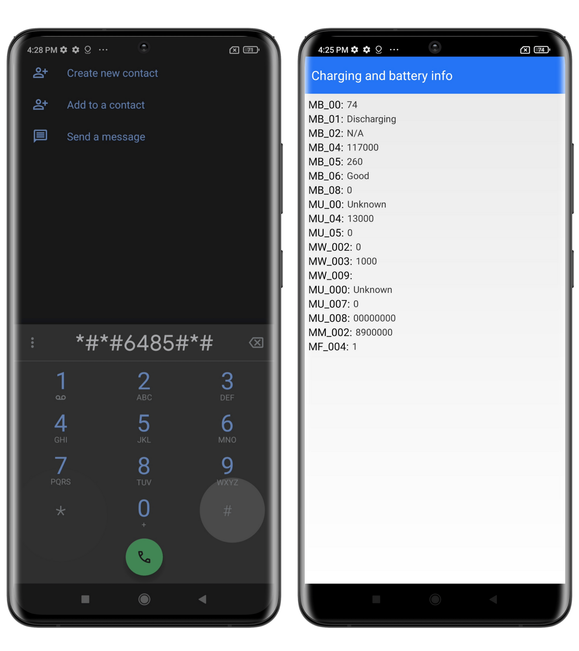 Vérifier batterie smartphone