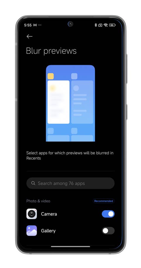 Captures du0027écran de HyperOS montrant comment flouter lu0027aperçu des applications récentes sur votre smartphone Xiaomi