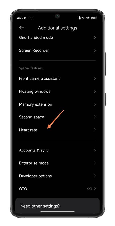 Capture du0027écran de HyperOS montrant comment mesurer vos BPM avec votre smartphone Xiaomi