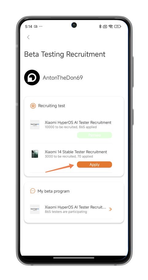 Captures du0027écran de lu0027application Xiaomi Community pour recevoir les mises à jour de HyperOS plus vite