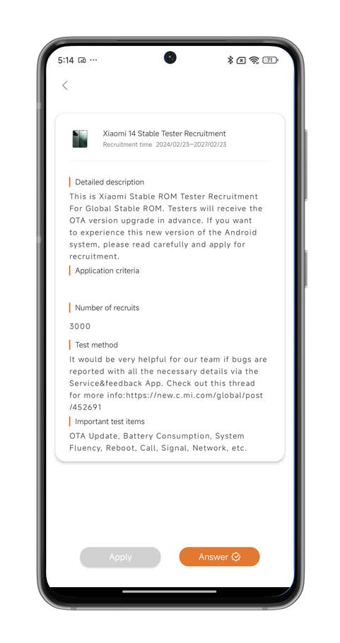 Captures du0027écran de lu0027application Xiaomi Community pour recevoir les mises à jour de HyperOS plus vite