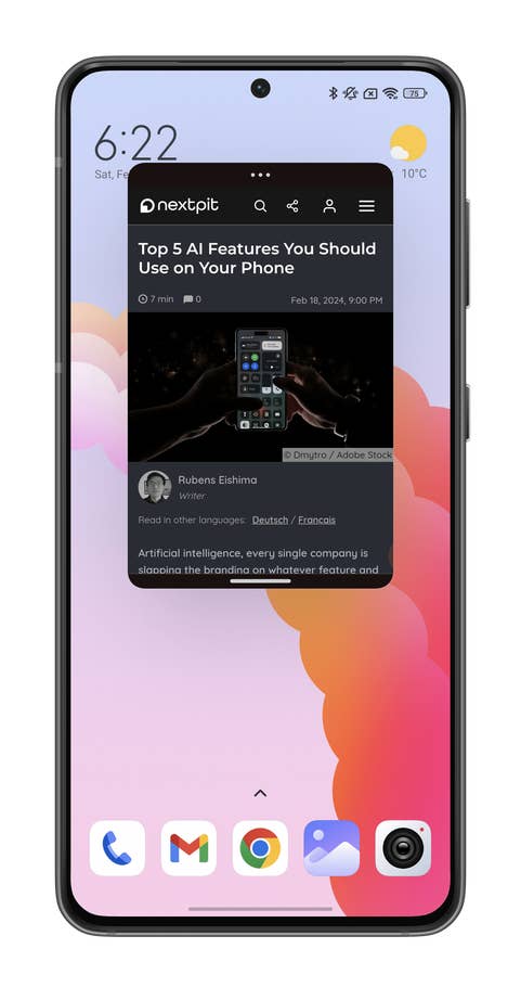Capture du0027écran du0027une fenêtre flottante dans HyperOS sur le Xiaomi 14