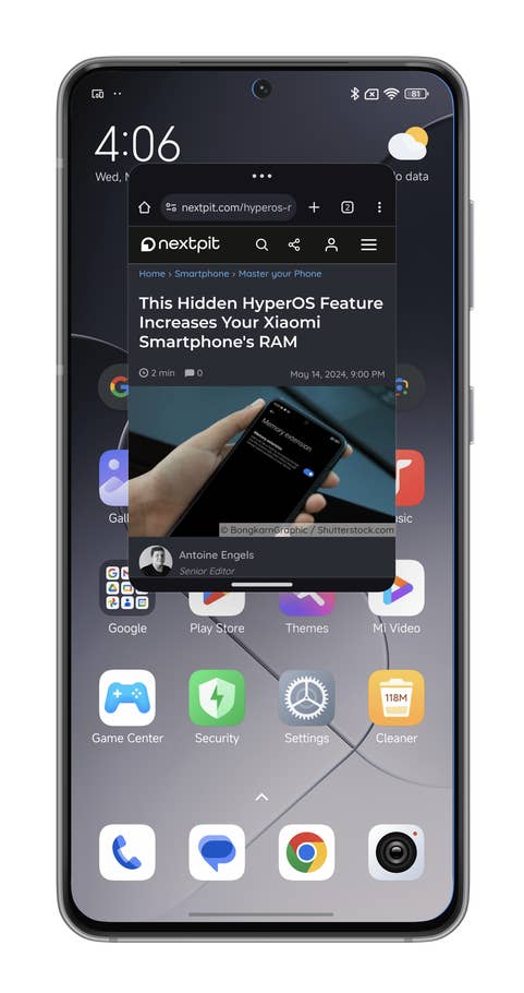 Captures du0027écran de HyperOS montrant comment ouvrir une application dans une fenêtre flottante sur votre smartphone Xiaomi
