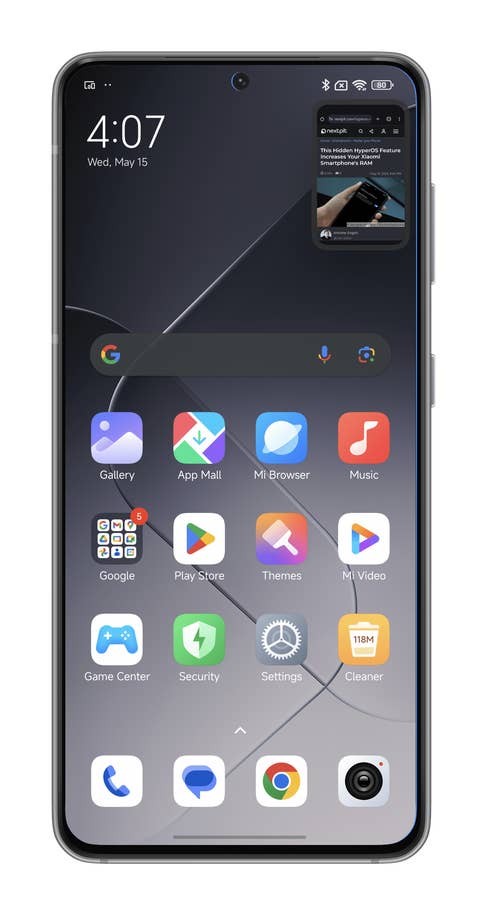 Captures du0027écran de HyperOS montrant comment ouvrir une application dans une fenêtre flottante sur votre smartphone Xiaomi