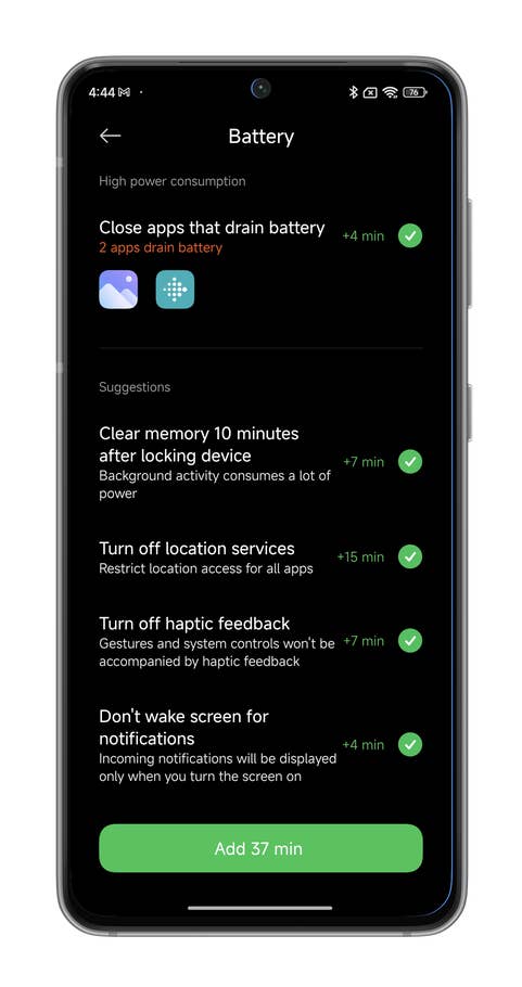 Captures du0027écran de HyperOS montrant comment optimiser la batterie de votre smartphone Xiaomi
