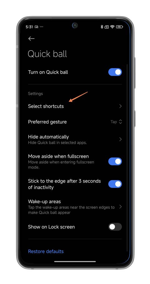 Captures du0027écran de HyperOS montrant comment utiliser le raccourci Quick Ball