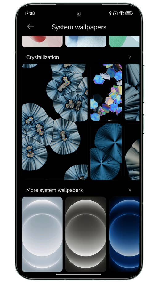 Capture du0027écran de Xiaomi HyperOS montrant les différents fonds du0027écran