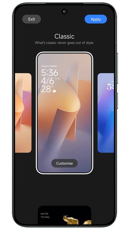Capture du0027écran de Xiaomi HyperOS montrant les différents styles du0027écran de verrouillage