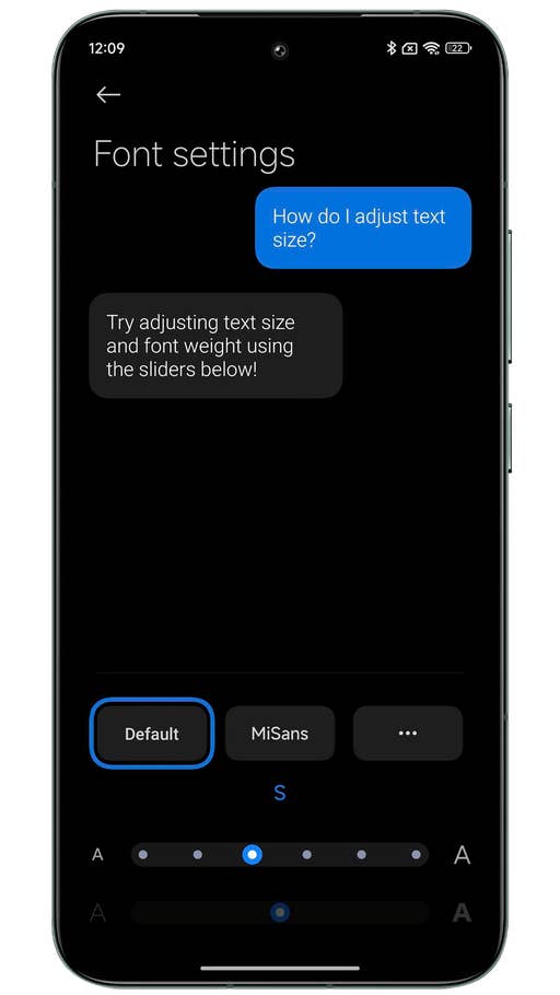 Capture du0027écran de Xiaomi HyperOS montrant la nouvelle police du0027écriture Mi Sans