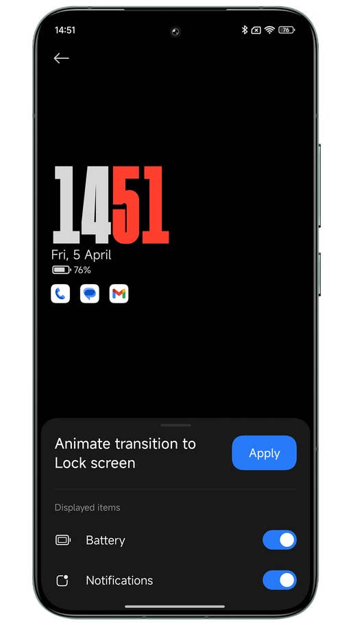 Capture du0027écran de Xiaomi HyperOS montrant les réglages de lu0027Always on Display