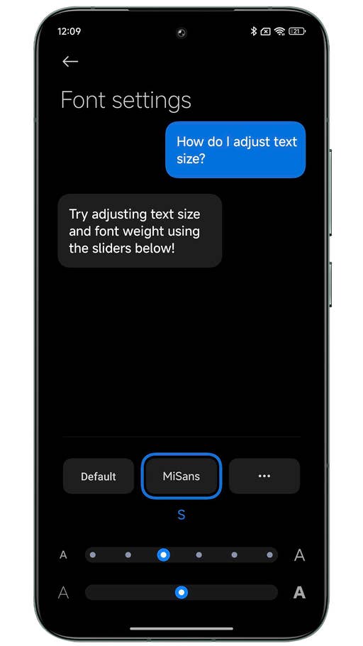 Capture du0027écran de Xiaomi HyperOS montrant la nouvelle police du0027écriture Mi Sans