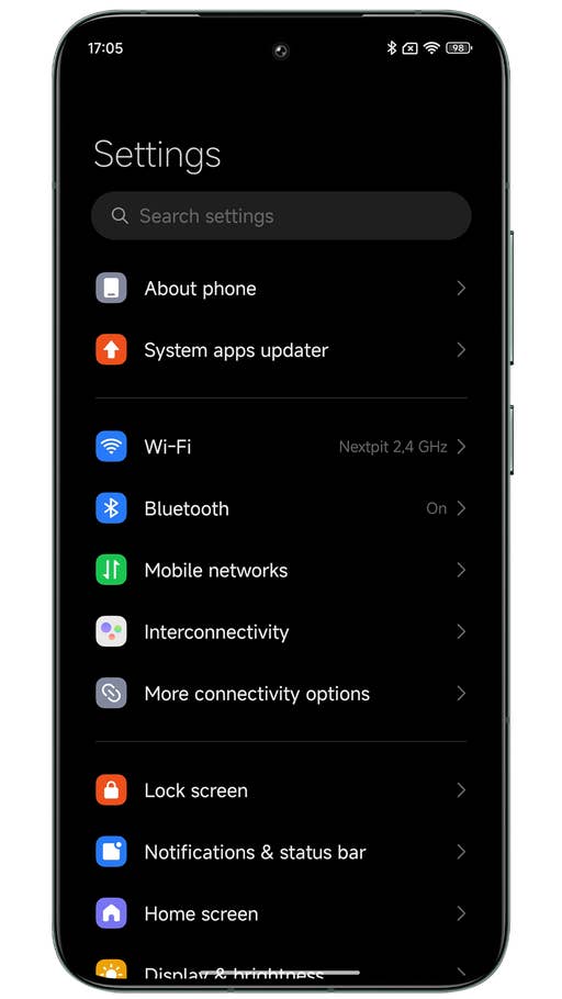 Capture du0027écran de Xiaomi HyperOS montrant les paramètres de lu0027interface