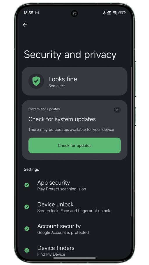 Capture du0027écran de Xiaomi HyperOS montrant les paramètres de sécurité et confidentialité