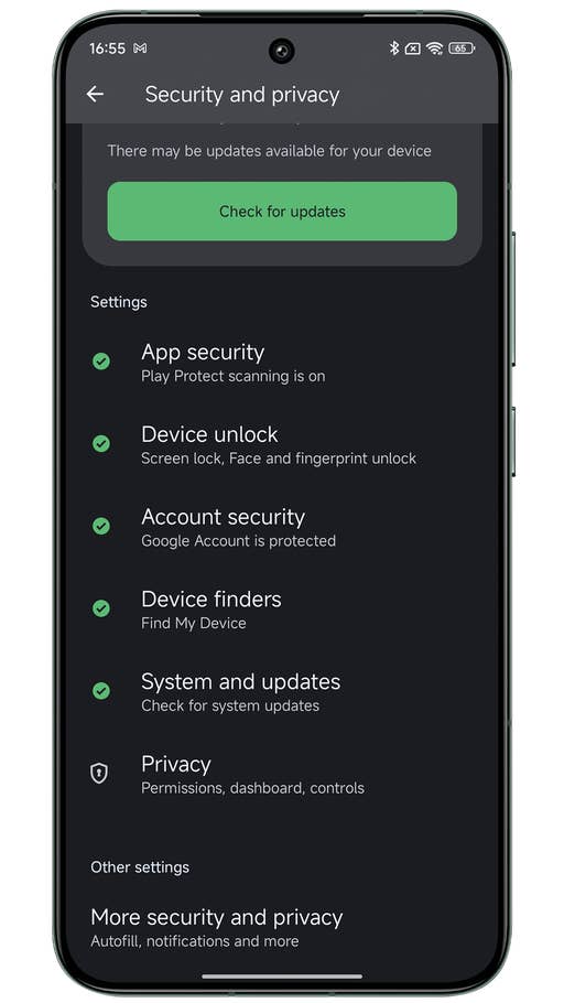 Capture du0027écran de Xiaomi HyperOS montrant les paramètres de sécurité et confidentialité
