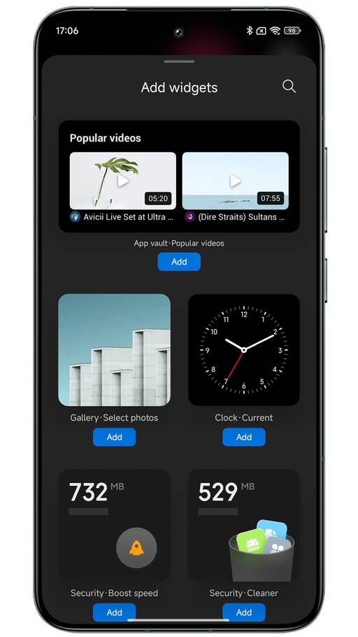 Capture du0027écran de Xiaomi HyperOS montrant les nouveaux widgets pour lu0027écran du0027accueil