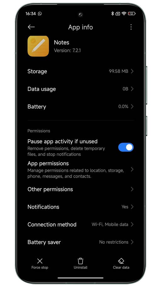 Capture du0027écran de Xiaomi HyperOS montrant comment désinstaller une application native