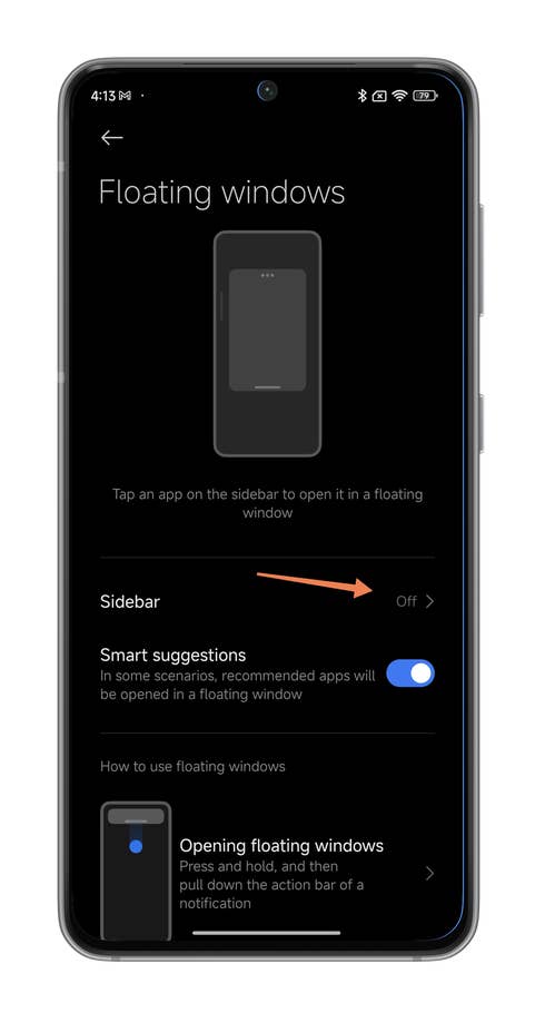 Captures du0027écran de HyperOS montrant comment activer la Sidebar sur votre smartphone Xiaomi