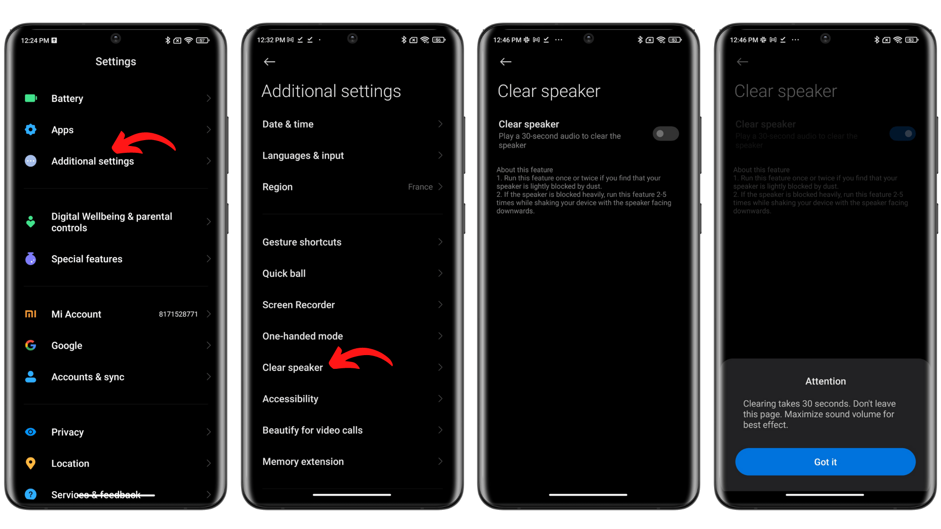 xiaomi miui nettoyer haut parleurs