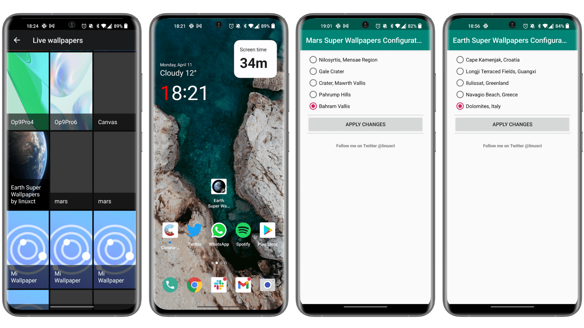 Une capture d'écran de l'application Super Wallpapers